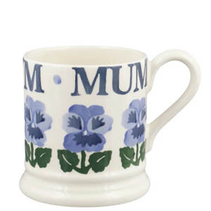 Emma Bridgewater Blue Pansies Mum Half Pint Mug